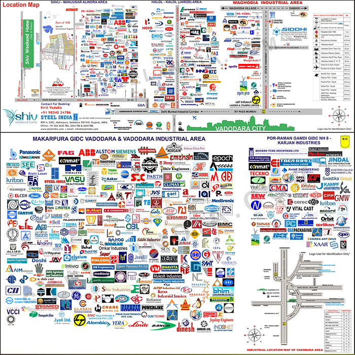Indutrail area and Companies Savli Manujsar GIDC, Waghodia GIDC,Makarpura Vadodara GIDC, GUJARAT 